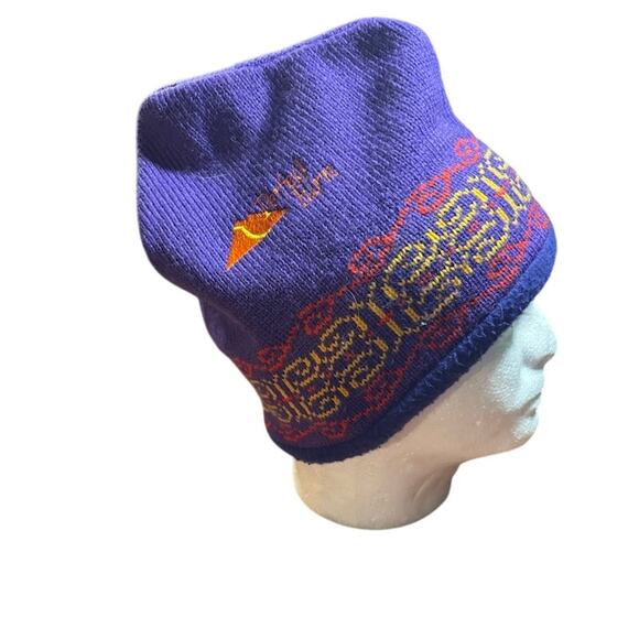 Vintage VTG Turtle Fur ski hat winter beanie Stowe VT purple gold Sugarloaf main image 4